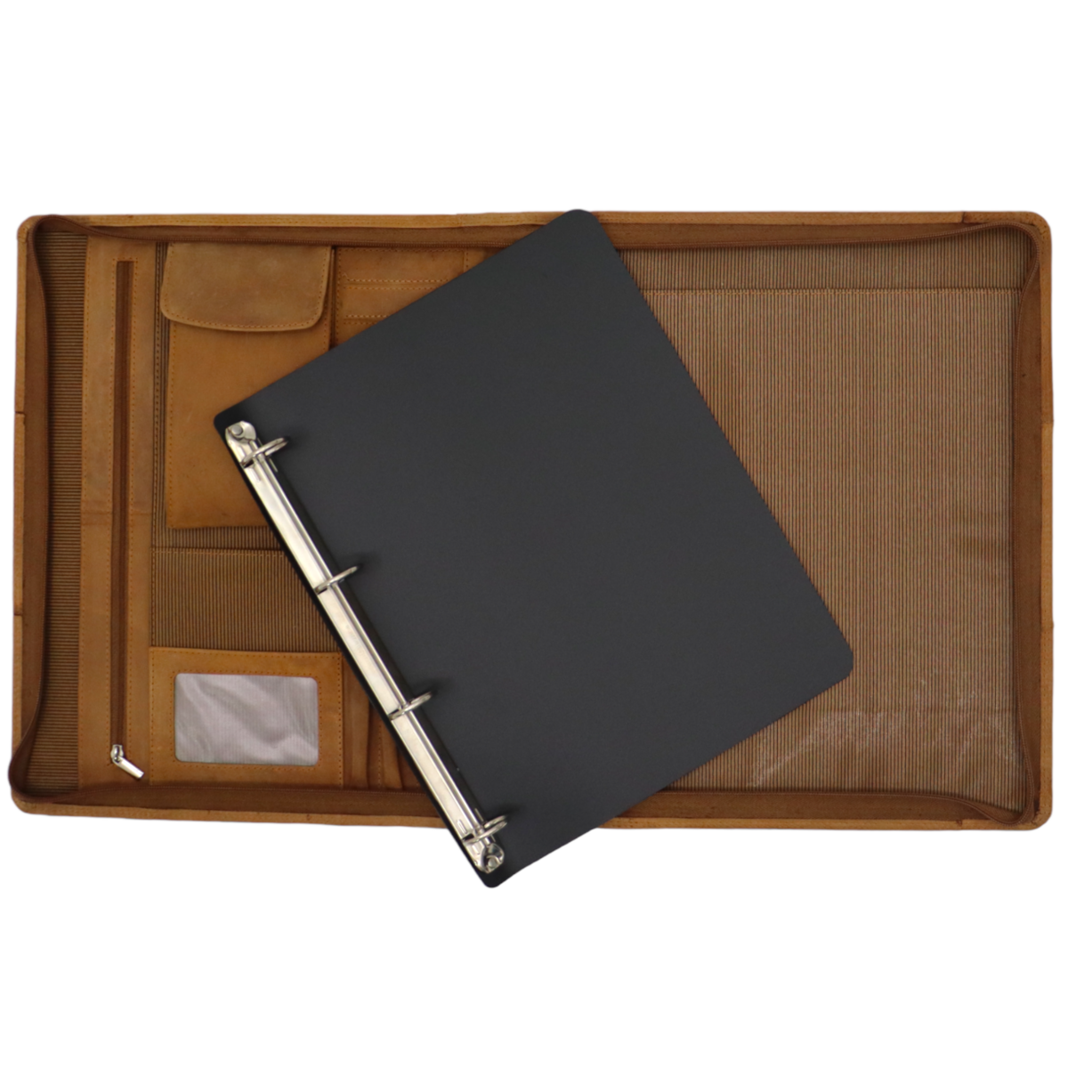 Leather Writing Case A4 - Conference Folder - Document Folder A4 - Tablet Sleeve & Laptop Sleeve - Removable Ring Binder