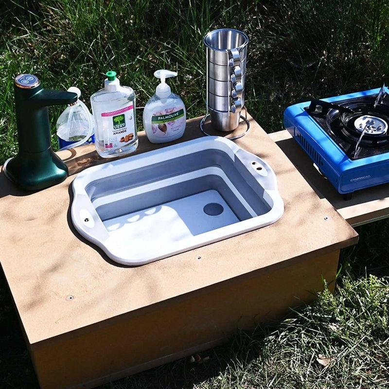 Évier pliable en silicone pour camping - Planche à découper portable