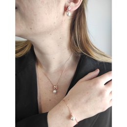 Chris Pearl krystal sæt og æske - rosa guld og krystal
