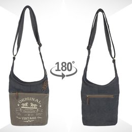 Sunsa women's shoulder bag. Canvas/canvas & leather hobo bag. Vintage retro style crossbody bag with lots of zippered compartments…