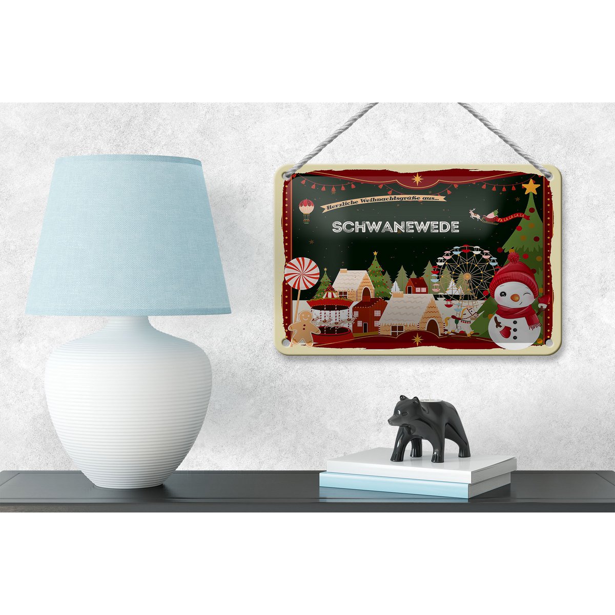 Targa in metallo auguri di Natale Decorazione regalo SCHWANEWEDE 18x12 cm