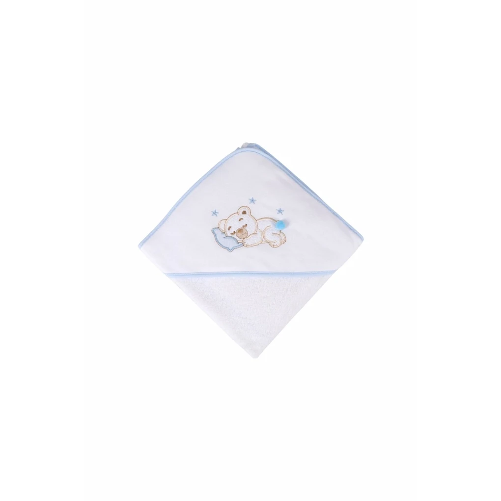 Serviette de bain à capuche bébé avec ours brodé
