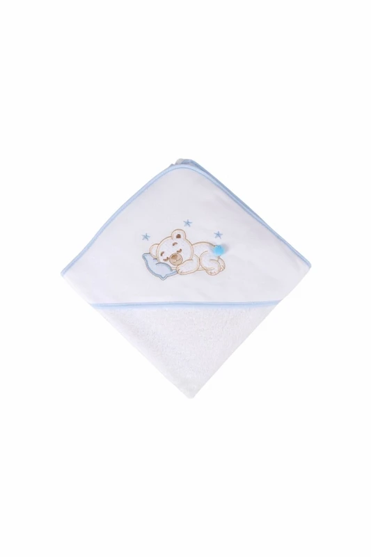 Serviette de bain à capuche bébé avec ours brodé