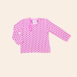 A pink and white checkered girls' sweater with long sleeves. The sweater has a classic, cozy style and is suitable for casual wear.