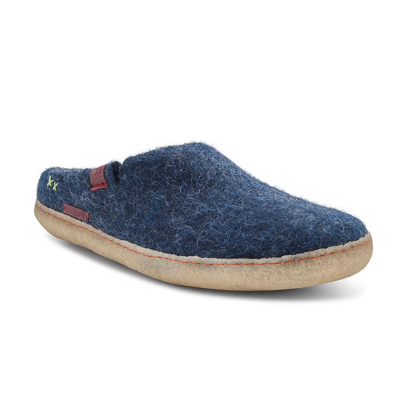 Classic Slipper - chaussons en feutre avec semelle en caoutchouc, bleu marine