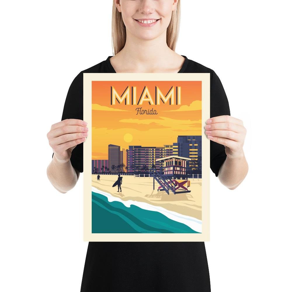 Affiche Miami Vintage | Poster Ville Miami Floride États-Unis