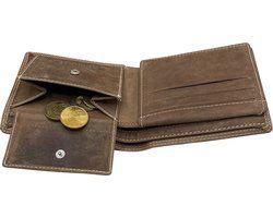 Arrigo men's wallet in Billfold model of cognac-colored buffalo leather