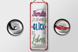 Tin sign saying 27x10 cm Family is the true happiness of life decorative sign
