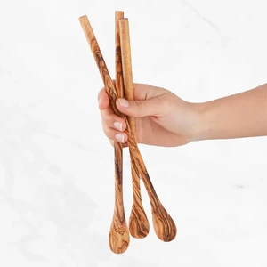 Set van 6 olijfhouten lepels | Handgemaakte keukengereiset