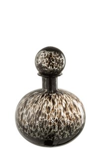 J -Line Decoration Flasche + Stop Stip Round - Glas - Schwarz