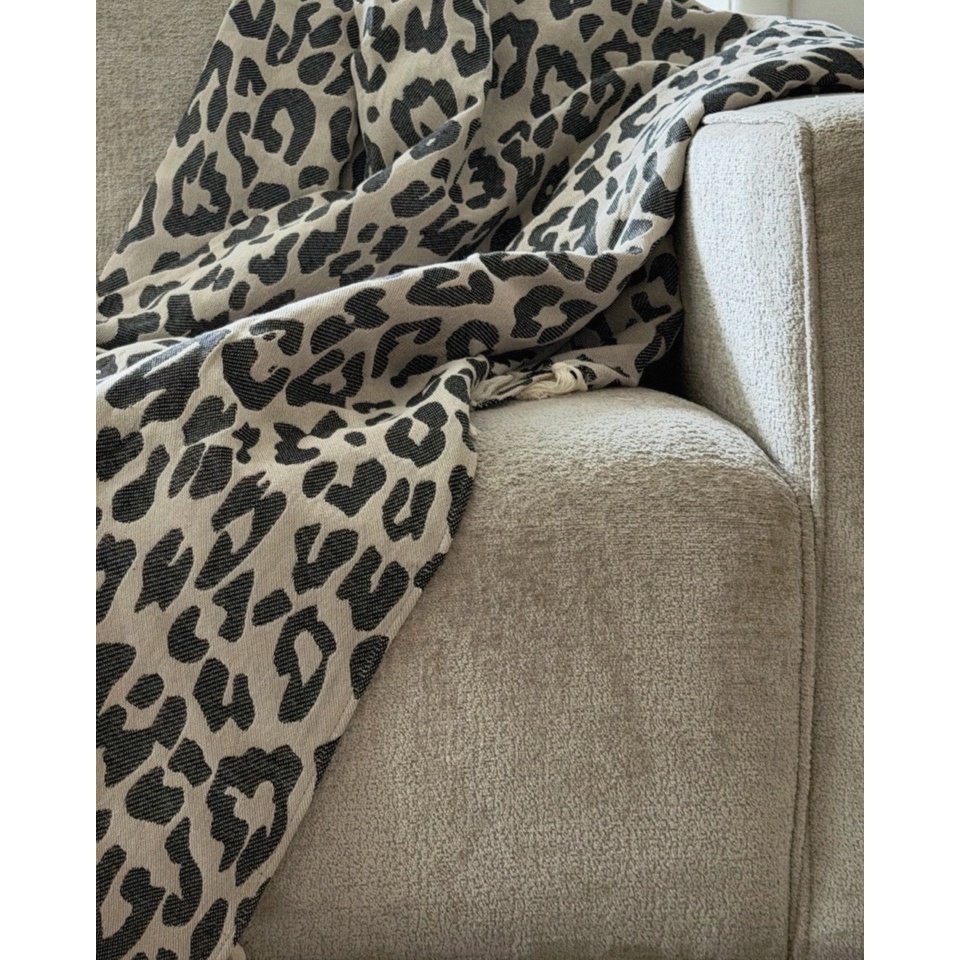 Plaid Plaid Luipaard - Taupe Zwart - 150x250cm