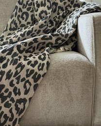 Karierter Überwurf Leopard – Taupe Schwarz – 150 x 250 cm