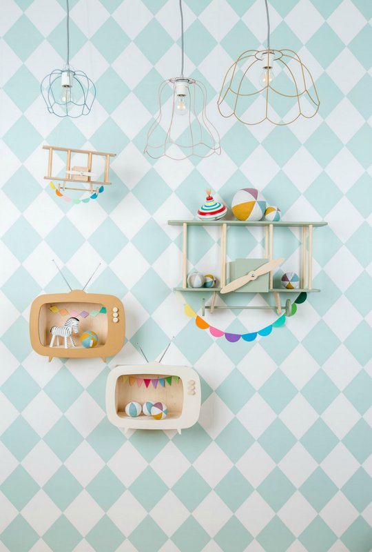 Biplane shelf „Dashy” sage green