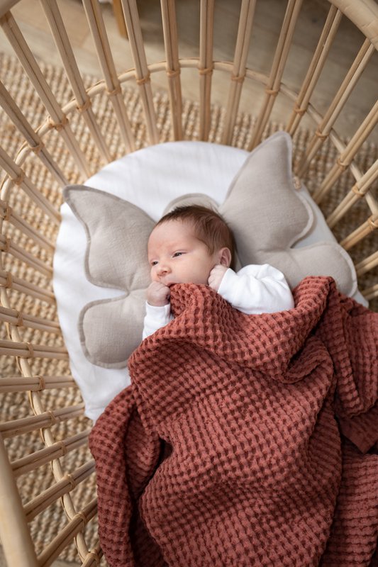 vaffel babytæppe linned/bomuld 100x120 cm brik