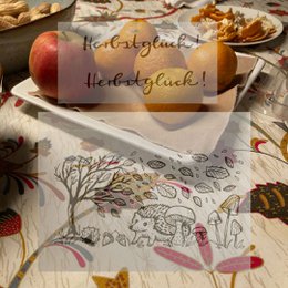 Mouchoirs en tissu, blanc, s du motif d'emballage du bonheur d'automne avec poème