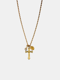 Gold Cross Pendant - Triple Charm