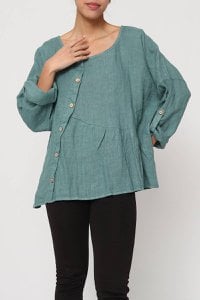 Bluse mit Rundhalsausschnitt und Knöpfen REF.7887