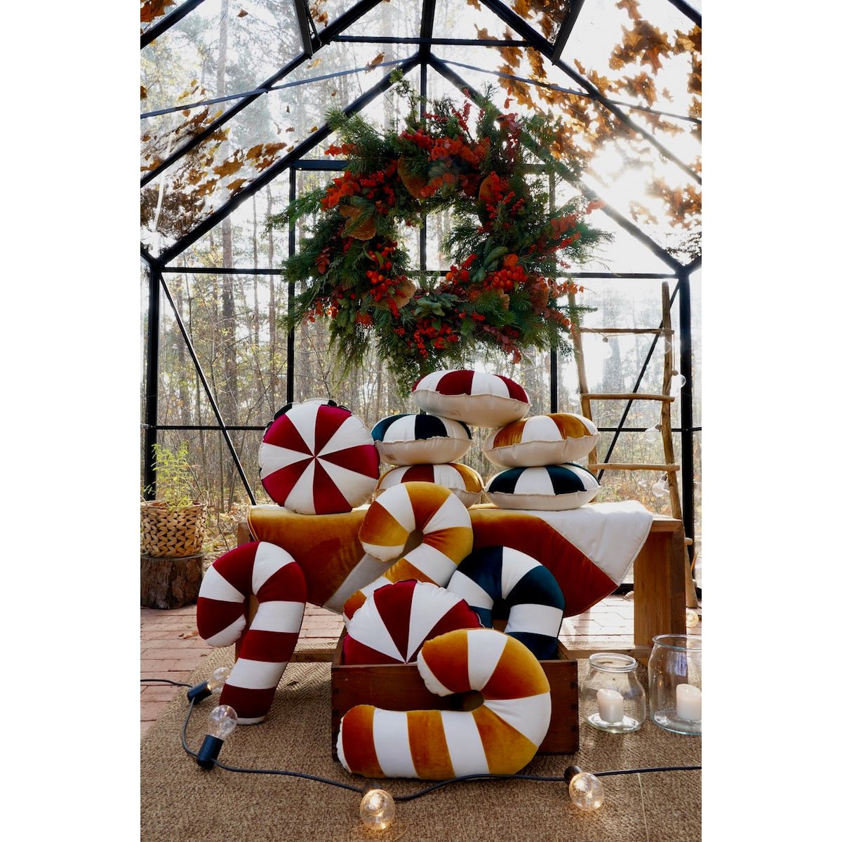 Kerstpatchworkkussen "Red Lollipop", het beste cadeau voor feestdagen