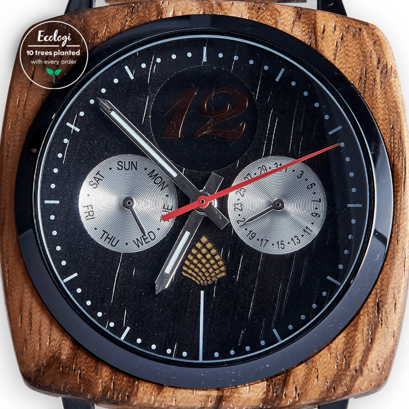 Brown Wood Watch, Mens Wrist Watch, Day Date Watch, Christmas Gift, Holiday Gifts For Him, Xmas Gift, Accessories And Watches ~ The Oak