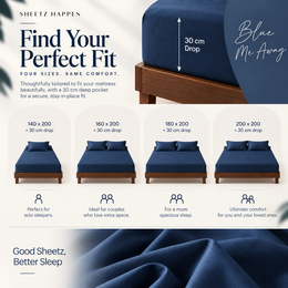 Drap-housse - Satin de coton 400 fils au pouce - Blue me away