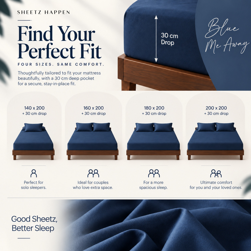 Drap-housse - Satin de coton 400 fils au pouce - Blue me away