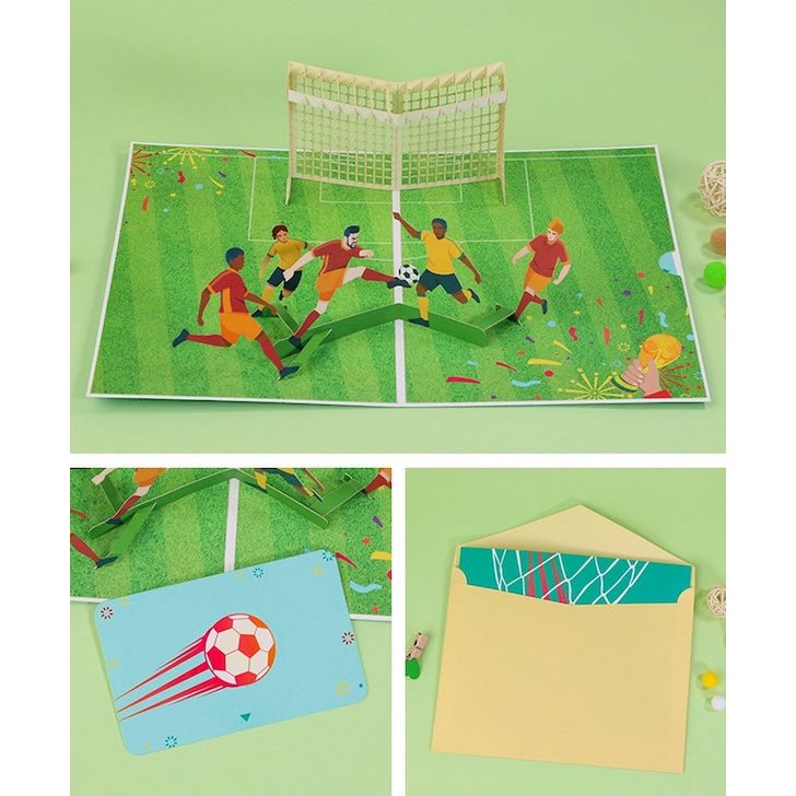 Football Goal 3D Pop-Up Card for Dad, Him & Soccer Fans