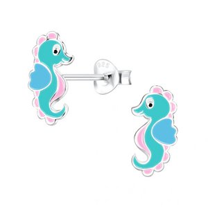 Sterling silver seahorse stud earrings