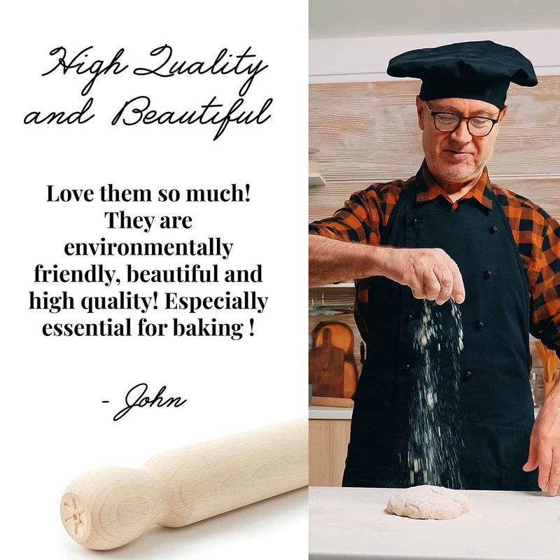 Mattarello francese in legno - Rullo per pizza 40 cm