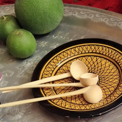 Handmade orange wood spoons, kitchen set