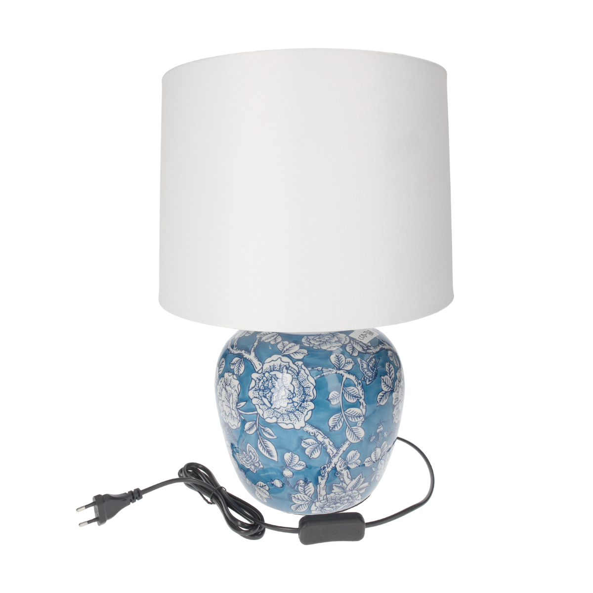 Lampe mit blauem Keramiklampenschirm H 45 T 28 cm