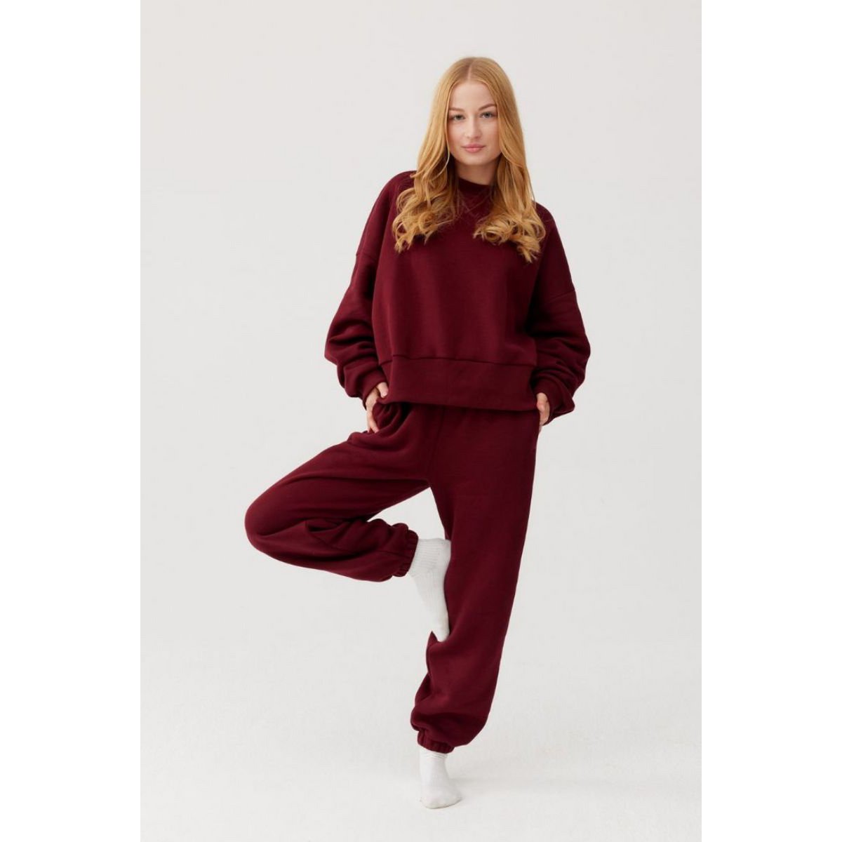 ROSA Sweatshirt – Baumwolle – Burgunderrot