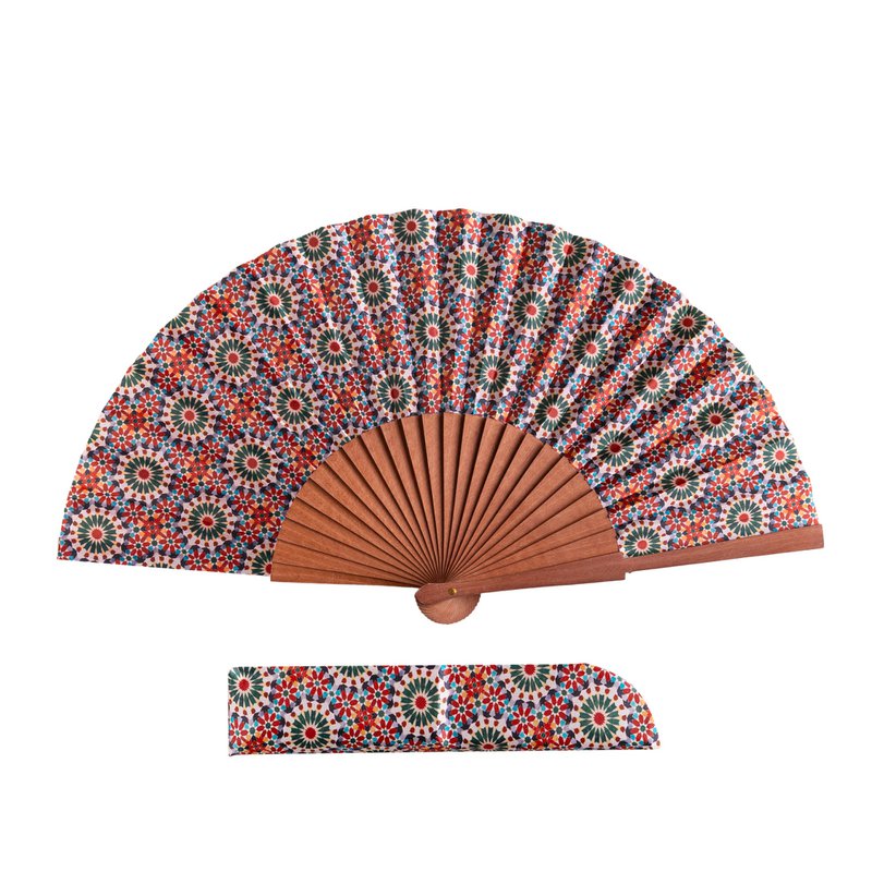 Al-Andalus Tilework Satin Hand Fan Zaida 23 cm