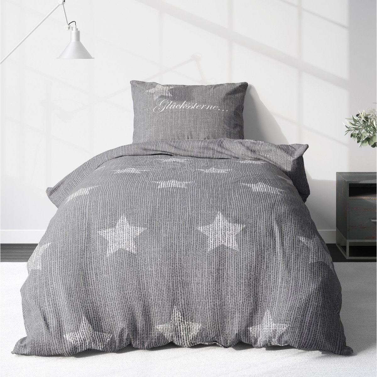 Beaver bed linen set 135x200cm saying in gray white