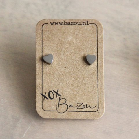 OS431 - Stainless steel ear studs  heart - silver