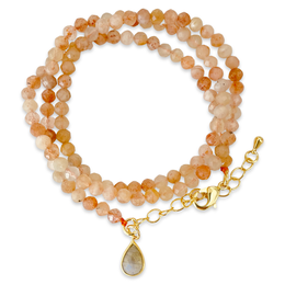 Moonstone wrap armbånd 'Balance' (kan også bæres som en halskæde!)