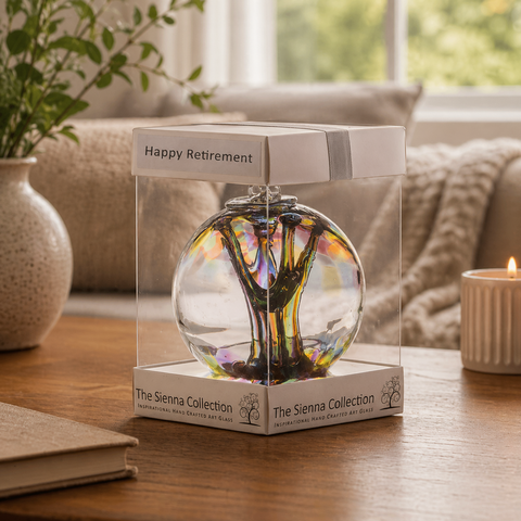 Spirit Ball van 10 cm - Happy Retirement - Paars, groen en blauw