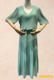 Vestido Largo Plisado Escote Pico - VISCOSA - 31109