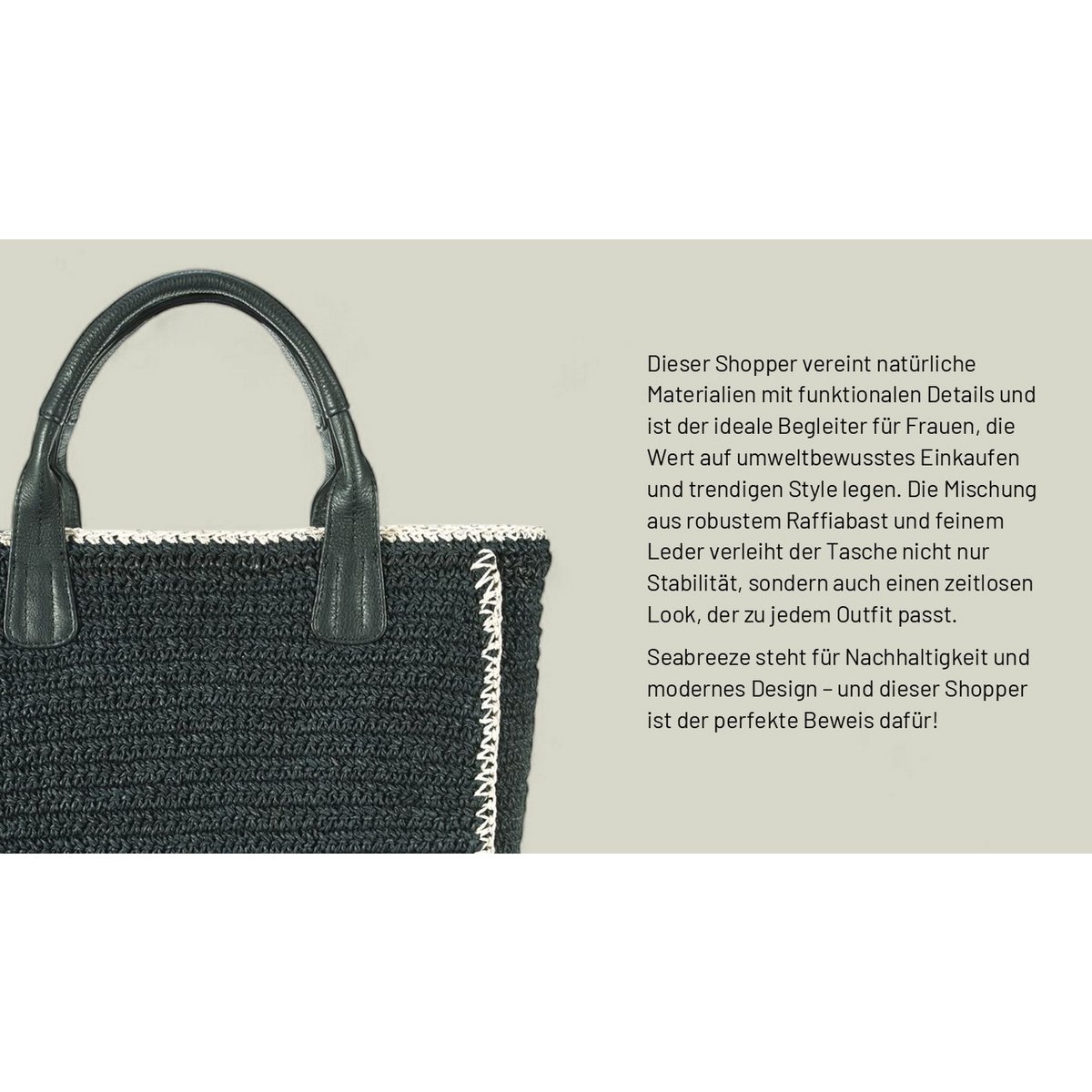 SEABREEZE SHOPPER raffiabast zwart