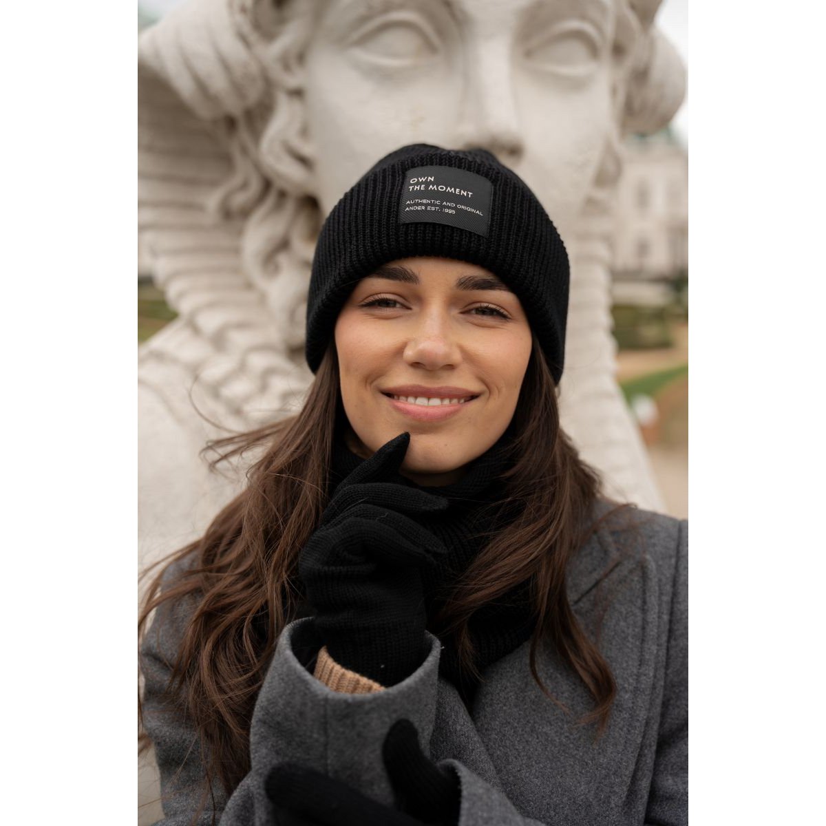Hat and scarf set – 100% merino wool “BRIGID NEW” – BLACK