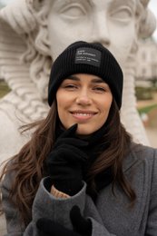 Hat and scarf set – 100% merino wool “BRIGID NEW” – BLACK