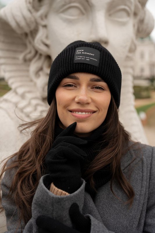 Hat and scarf set – 100% merino wool “BRIGID NEW” – BLACK