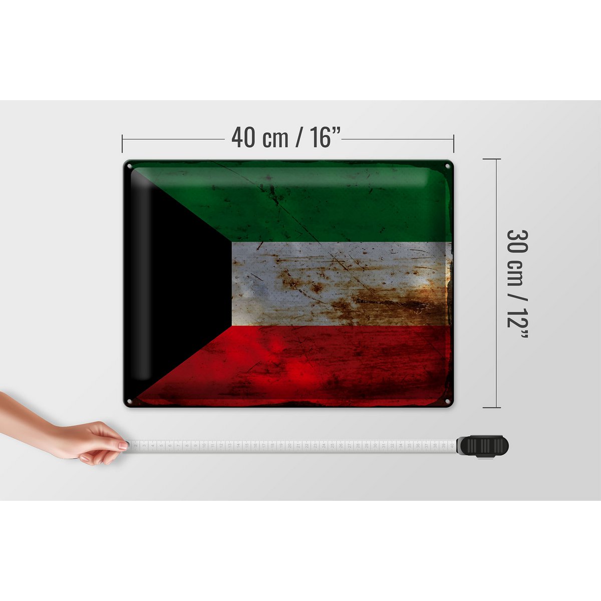 Tin Sign Flag Kuwait 40x30cm Flag of Kuwait Rust