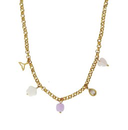 Bedelketting Zeemeerminstaart, Schelp & Edelstenen - Goud