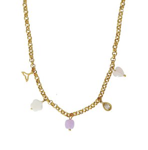 Charm-Halskette Meerjungfrauenschwanz, Muschel und Edelsteine – Gold