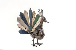 ZIMBA-ARTS METAAL NATUURLIJK KLEURRIJKE KLEINE PAUW
