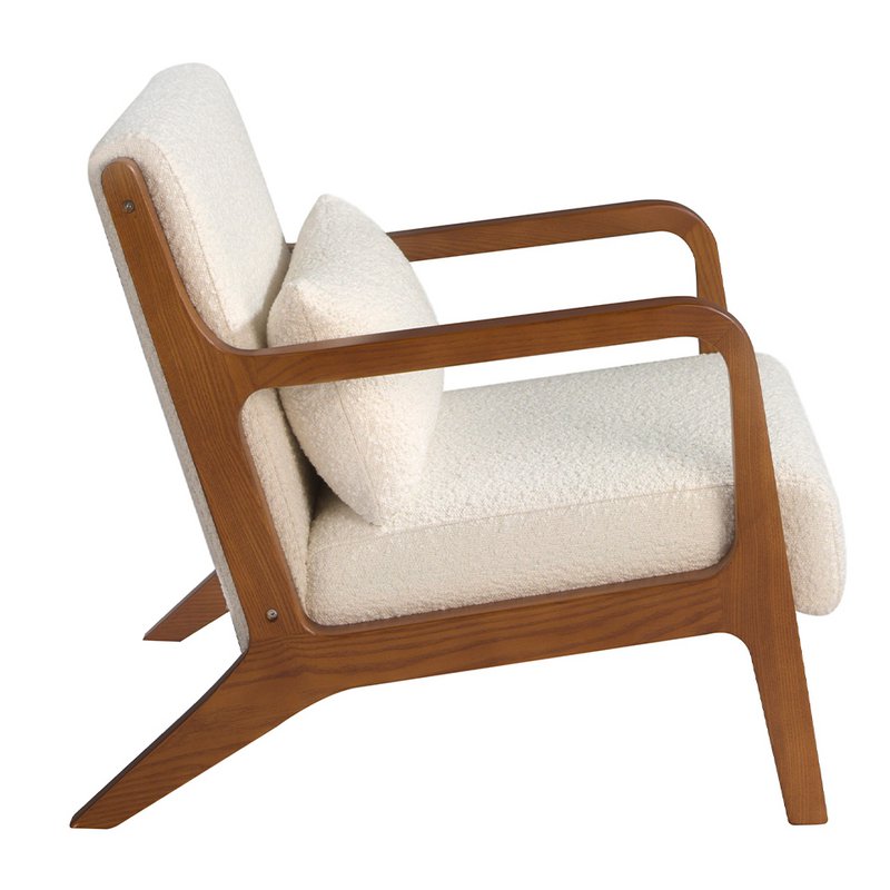 Fauteuil van gestoffeerde stof en notenhout 5100