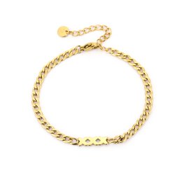  Gold-toned bracelet with three crosses from Amsterdam, made of stainless steel.