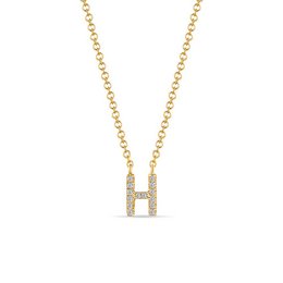 Necklace Letter "H", 14K yellow gold with diamonds