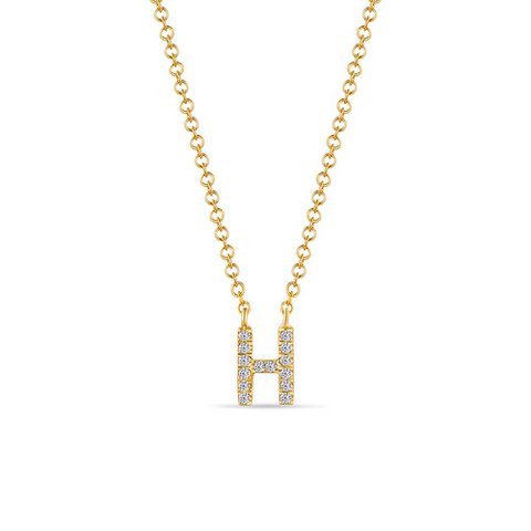 Necklace Letter "H", 14K yellow gold with diamonds