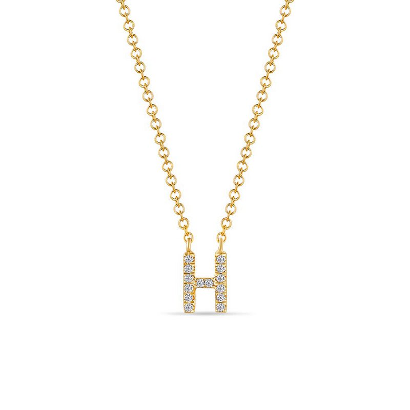 Necklace Letter "H", 14K yellow gold with diamonds